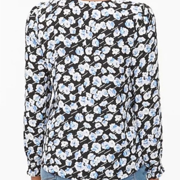 JCrew Factory Top w/smocked sleeves and covered buttons-SZ 4 - Picture 3 of 12